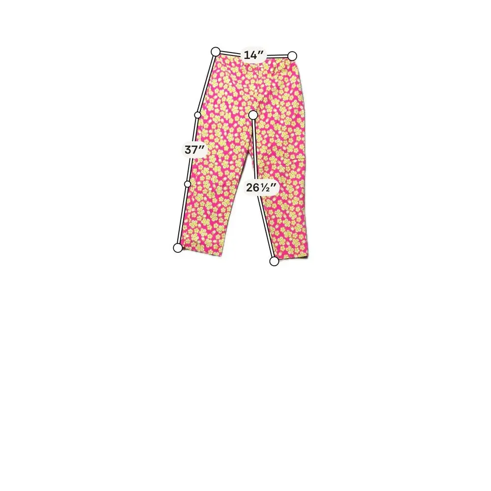 VTG Lilly Pulitzer Dune Buggy Cropped Pants Womens 6 Pink Floral Stretch Beach
